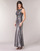 material Women Long Dresses Lauren Ralph Lauren SLEEVELESS EVENING DRESS GUNMETAL Grey / Silver