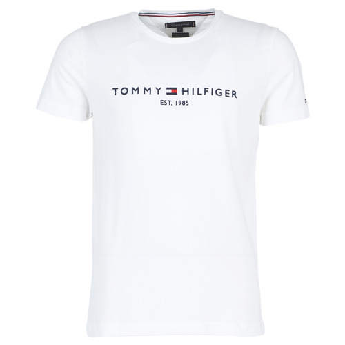 Tommy Hilfiger TOMMY FLAG HILFIGER TEE White - delivery | Spartoo NET ! - short-sleeved t-shirts Men USD/$54.00
