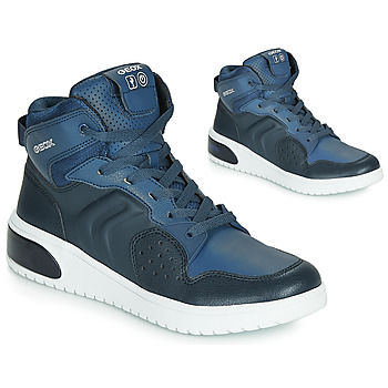 Shoes Boy High top trainers Geox J XLED BOY Blue / Led