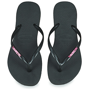 Shoes Women Flip flops Havaianas SLIM LOGO METALLIC Black / Pink