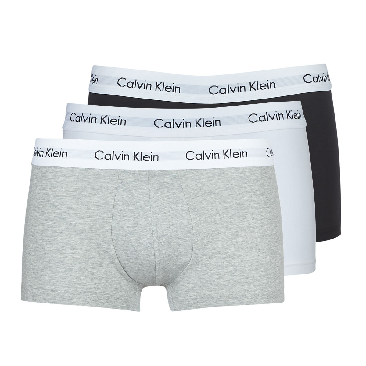 Calvin Klein Jeans COTTON STRECH LOW RISE TRUNK X 3 Black / White / Grey /  Mottled - Free delivery