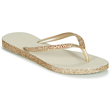 Shoes Women Flip flops Havaianas SLIM SPARKLE Beige / Gold
