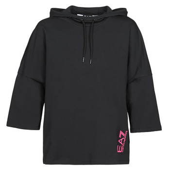 Clothing Women sweaters Emporio Armani EA7 TRAIN GRAPHIC SERIES W HOODIE CN GRAPHIC INSERT Black / Flower / Multicolour
