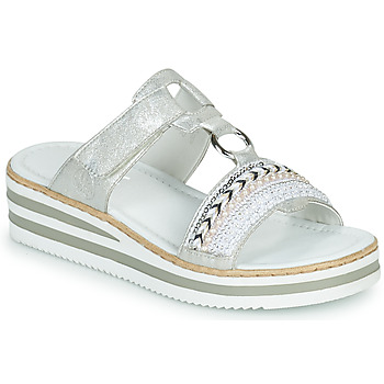 Shoes Women Mules Rieker CLOZ Silver / White