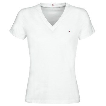 material Women short-sleeved t-shirts Tommy Hilfiger HERITAGE V-NECK TEE White