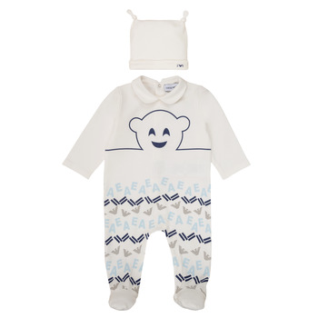 material Boy Sleepsuits Emporio Armani 6HHV08-4J3IZ-0101 White / Blue