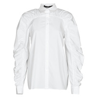 Clothing Women Shirts Karl Lagerfeld POPLIN BLOUSE W/ GATHERING White