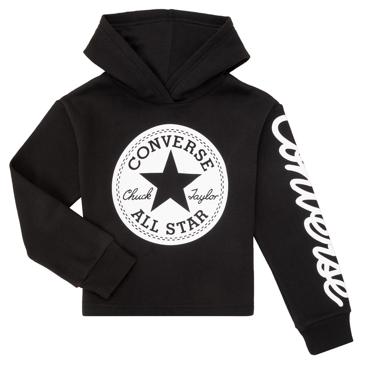 Clothing Girl sweaters Converse CHUCK PATCH CROPPED HOODIE Black