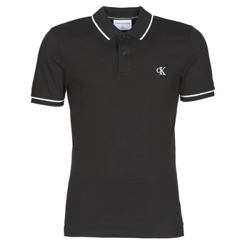 material Men short-sleeved polo shirts Calvin Klein Jeans TIPPING SLIM POLO Black