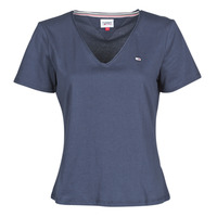 material Women short-sleeved t-shirts Tommy Jeans TJW SLIM JERSEY V NECK Marine