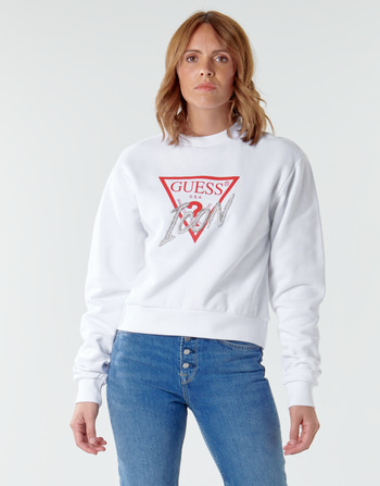 Clothing Women sweaters Guess ICON FLEECE White