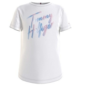Clothing Girl short-sleeved t-shirts Tommy Hilfiger KG0KG05870-YBR White