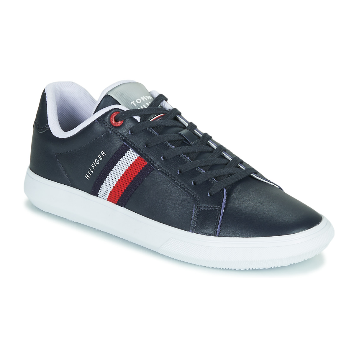 Tommy Hilfiger Essential Mens Midnight Leather Trainers Lace Up Casual Shoes 