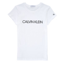 Clothing Girl short-sleeved t-shirts Calvin Klein Jeans INSTITUTIONAL T-SHIRT White