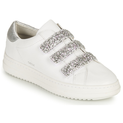 Shoes Women Low top trainers Geox D PONTOISE C White / Silver