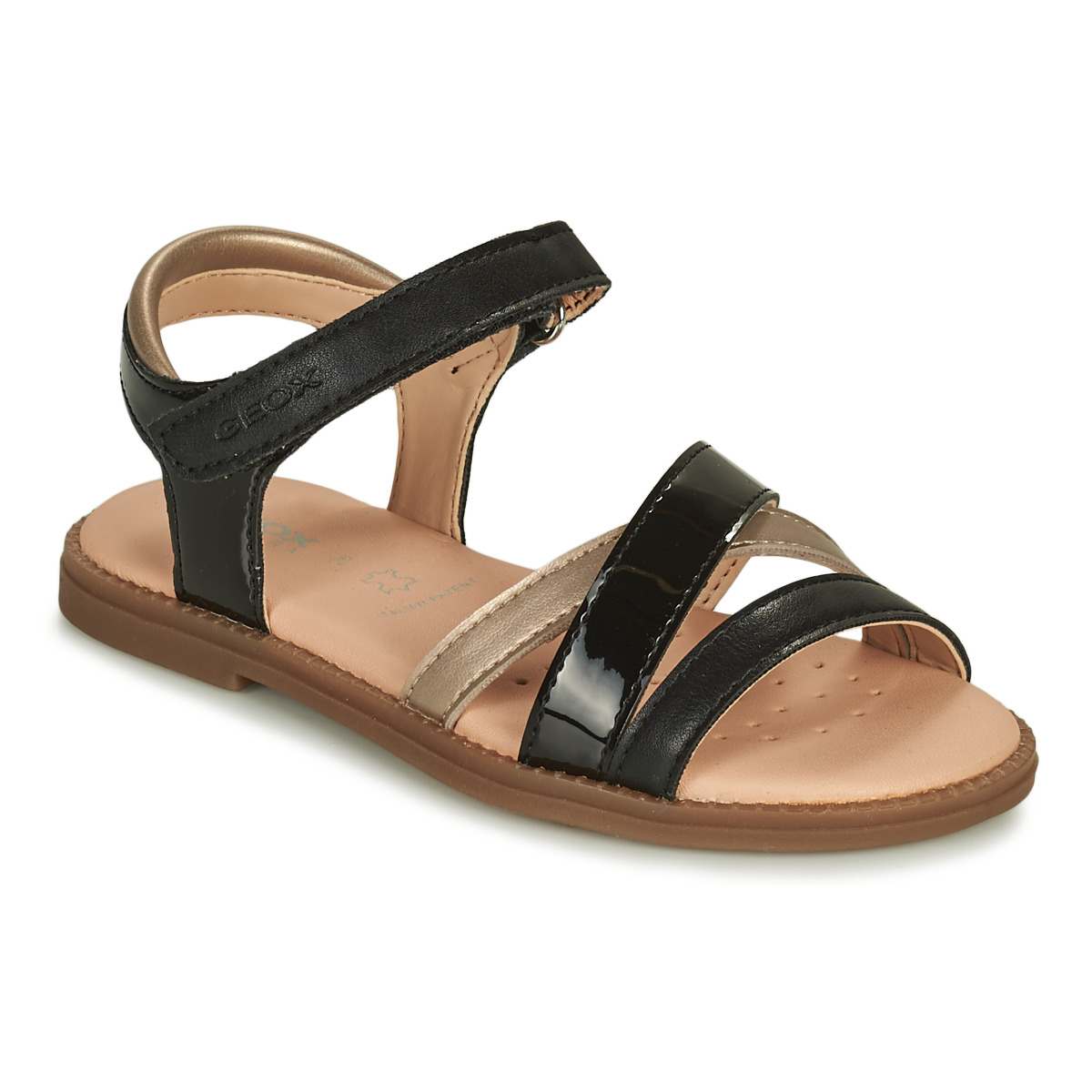 Shoes Girl Sandals Geox SANDAL KARLY GIRL Black / Gold
