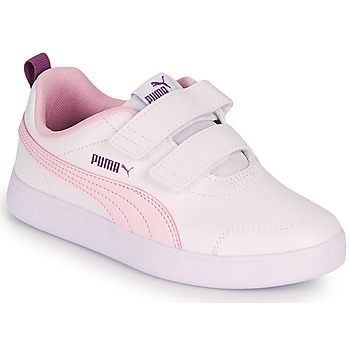 Shoes Girl Low top trainers Puma COURTFLEX PS White / Pink