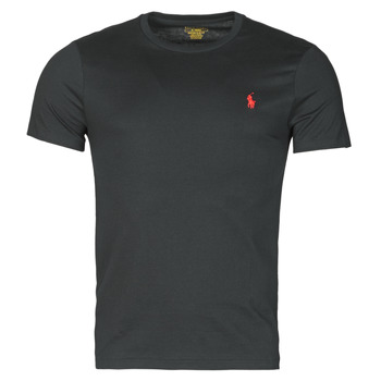 material Men short-sleeved t-shirts Polo Ralph Lauren T-SHIRT AJUSTE COL ROND EN COTON LOGO PONY PLAYER Black