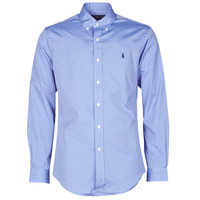 Clothing Men long-sleeved shirts Polo Ralph Lauren CHEMISE AJUSTEE EN POPLINE DE COTON COL BOUTONNE  LOGO PONY PLAY Blue