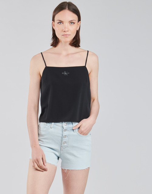 Clothing Women Blouses Calvin Klein Jeans MONOGRAM CAMI TOP Black
