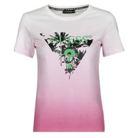 material Women short-sleeved t-shirts Guess SS CN PALMS TEE Pink / Multicolour