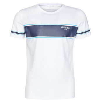 material Men short-sleeved t-shirts Guess CN SS TEE White / Marine
