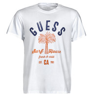 material Men short-sleeved t-shirts Guess SURF HOUSE CN SS TEE White / Blue / Marine