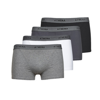 Underwear Men Boxer shorts Athena BASIC COTON  X4 Grey / Dark / Black / White / Black