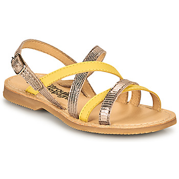 Shoes Girl Sandals Citrouille et Compagnie GENTOU Yellow / Silver