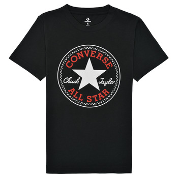 Clothing Boy short-sleeved t-shirts Converse CORE CHUCK PATCH TEE Black
