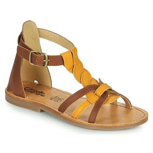 Shoes Girl Sandals Citrouille et Compagnie GITANOLO Yellow / Camel