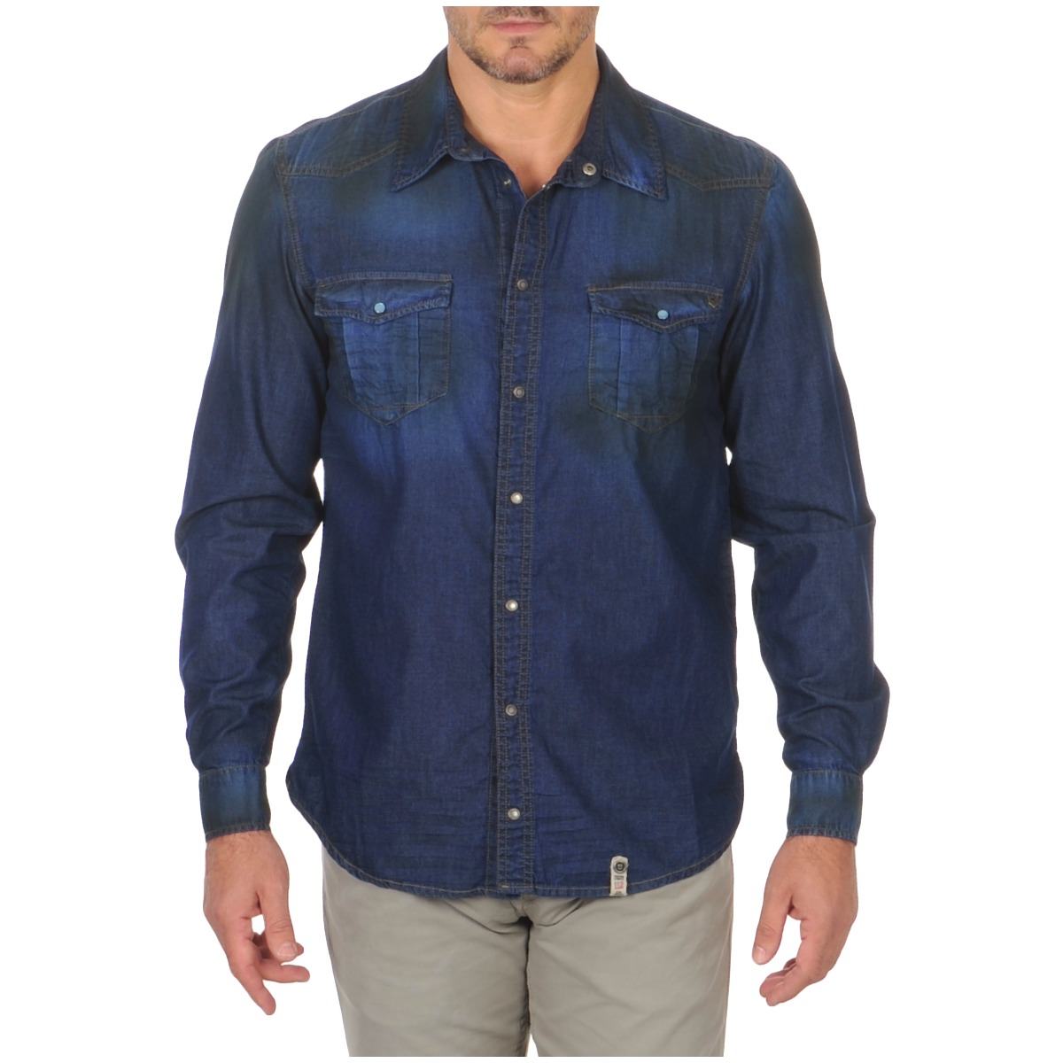 Clothing Men long-sleeved shirts Freeman T.Porter CORWEND DENIM Blue