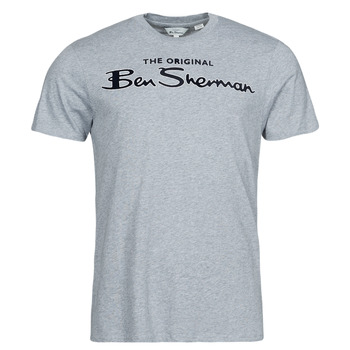 material Men short-sleeved t-shirts Ben Sherman SIGNATURE FLOCK TEE Grey