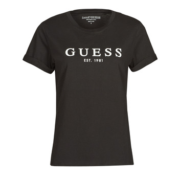 material Women short-sleeved t-shirts Guess ES SS GUESS 1981 ROLL CUFF TEE Black