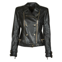 material Women Leather jackets / Imitation le Guess OLIVIA MOTO JACKEY Black