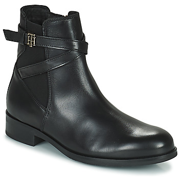 Shoes Women Mid boots Tommy Hilfiger TH HARDWARE ON BELT FLAT BOOT Black