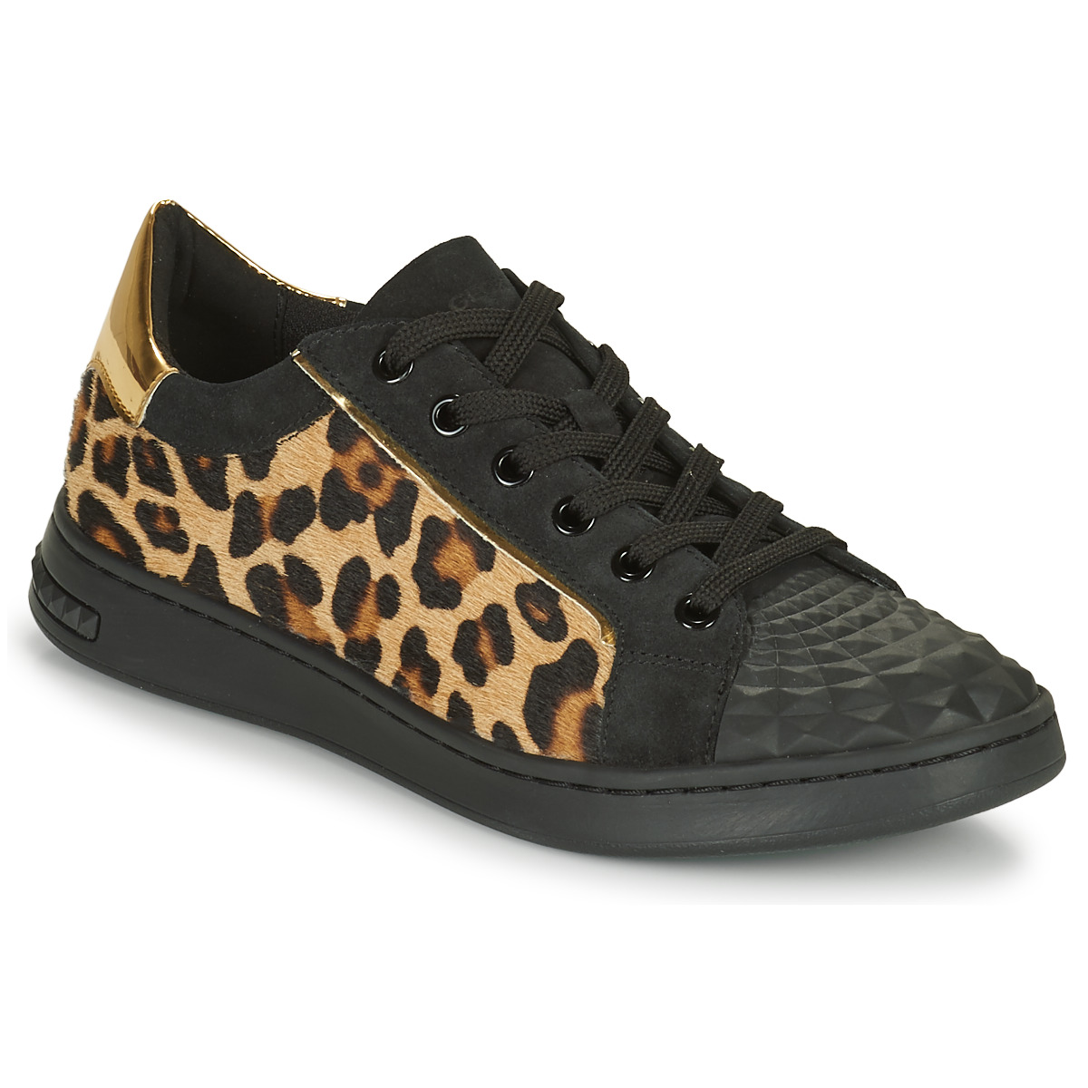 Shoes Women Low top trainers Geox JAYSEN Black / Leopard