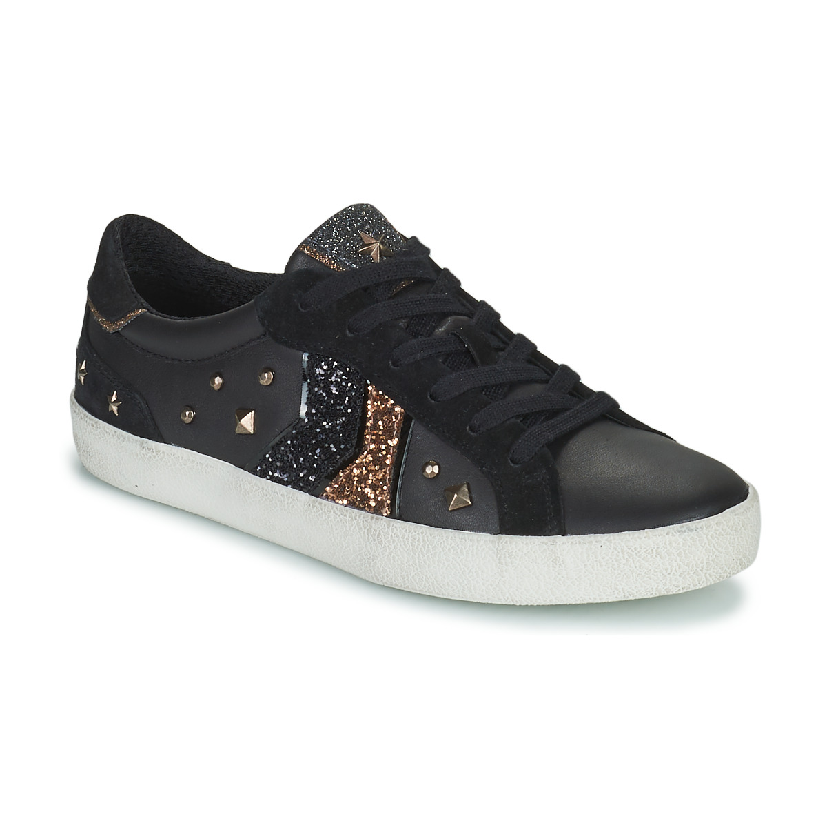 Shoes Women Low top trainers Geox WARLEY Black / Gold