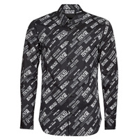 Clothing Men long-sleeved shirts Versace Jeans Couture SLIM PRINT WARRANTY Black / White