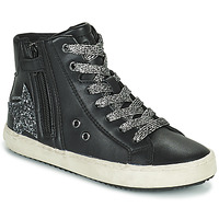 Shoes Girl High top trainers Geox KALISPERA Black / Silver