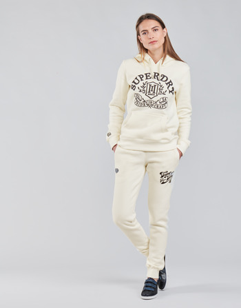 material Women Tracksuit bottoms Superdry PRIDE IN CRAFT JOGGER Ecru