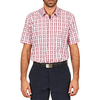 material Men short-sleeved shirts Pierre Cardin CH MC CARREAU GRAPHIQUE White / Red