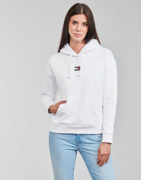material Women sweaters Tommy Jeans TJW TOMMY CENTER BADGE HOODIE White