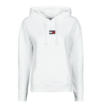 Clothing Women sweaters Tommy Jeans TJW TOMMY CENTER BADGE HOODIE White