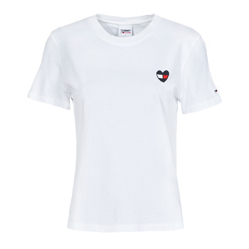 material Women short-sleeved t-shirts Tommy Jeans TJW REGULAR HOMESPUN HEART TEE White