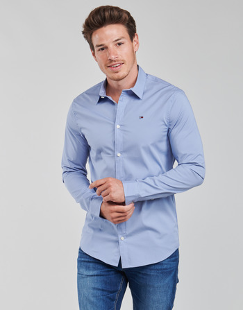 material Men long-sleeved shirts Tommy Jeans TJM ORIGINAL STRETCH SHIRT Blue
