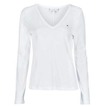 material Women Long sleeved shirts Tommy Hilfiger REGULAR CLASSIC V-NK TOP LS White