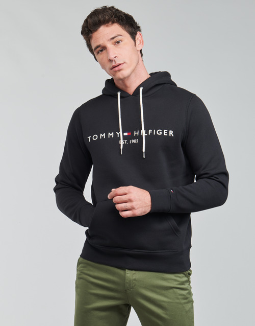 Tommy Hilfiger TOMMY LOGO HOODY Black - Free delivery Spartoo NET ! - Clothing sweaters Men USD/$131.50