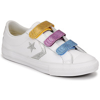 Shoes Girl Low top trainers Converse STAR PLAYER 3V GLITTER TEXTILE OX White / Multicolour