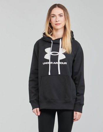 material Women sweaters Under Armour RIVAL FLEECE LOGO HOODIE Black / White